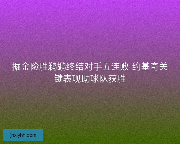 掘金险胜鹈鹕终结对手五连败 约基奇关键表现助球队获胜 掘金险胜鹈鹕终结对手五连败 约基奇关键表现助球队获胜