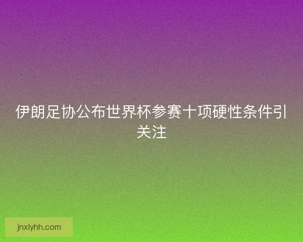 伊朗足协公布世界杯参赛十项硬性条件引关注